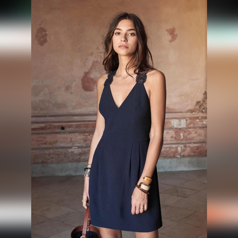 SEZANE Ombeline Dress in Marine Navy Blue FR 38 / US 4 New WITH TAG